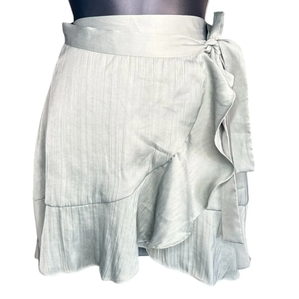 Maeve Anthropologie Ruffle Mini Skirt Moss Green Size XXS preloved